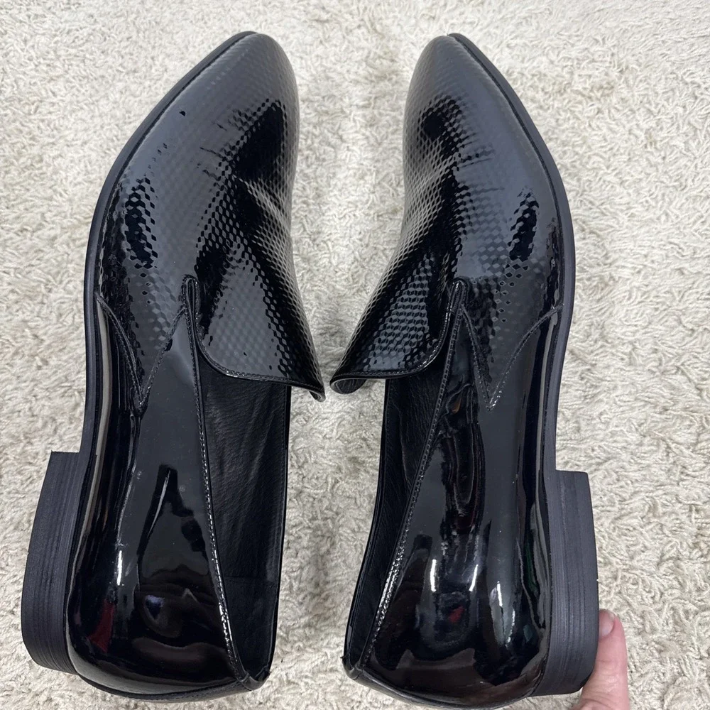 Moretti Gold Label Black Embossed Patent Leather Dress Shoes Mens 15 Formal Wear